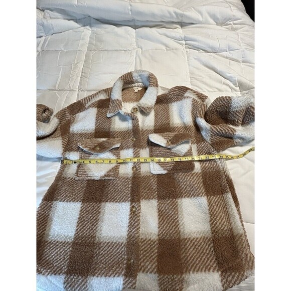 Terra & Sky Brown Check Flannel Shirt Jacket Women 1X 16W-18W - Picture 8 of 11